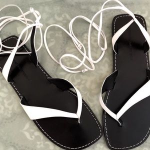 Sigerson Morrison Square White Toe Strap Sandal